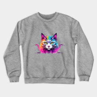 A Geometric Ode to Neon in Contemporary Cat Art Crewneck Sweatshirt